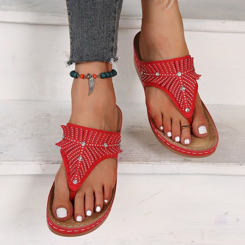 Sandales avec entre-doigt et strass plate-forme - SHEIN - Modalova