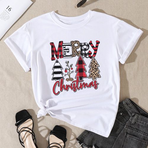 T-shirt à imprimé Noël manches courtes - SHEIN - Modalova