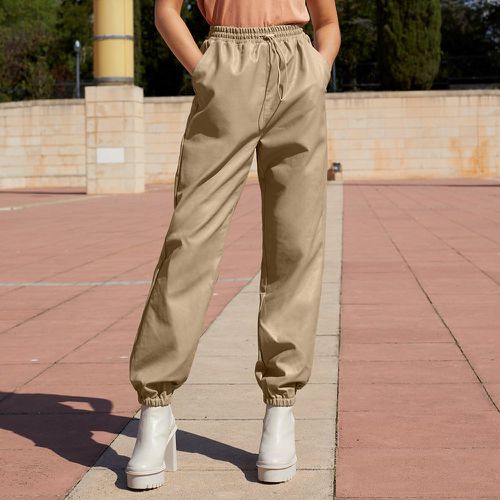 Pantalon de jogging à cordon poche en cuir PU - SHEIN - Modalova