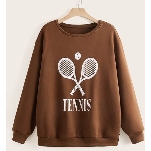 Sweat-shirt à imprimé lettre & tennis - SHEIN - Modalova