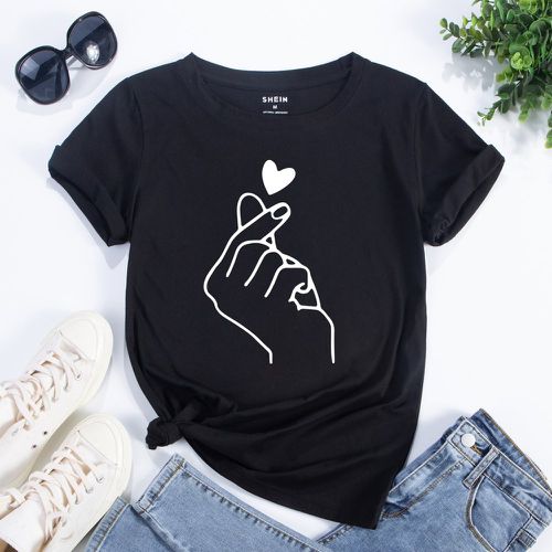 T-shirt à imprimé geste & cœur - SHEIN - Modalova