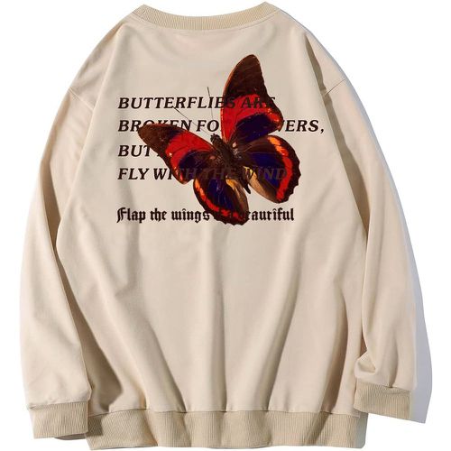 Sweat-shirt slogan & à imprimé papillon - SHEIN - Modalova