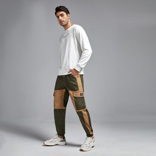 Pantalon cargo à blocs de couleurs à applique à cordon - SHEIN - Modalova