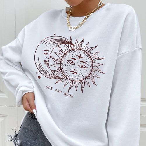 Sweat-shirt à imprimé soleil et lune - SHEIN - Modalova