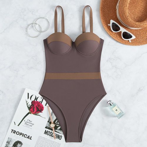 Maillot de bain une pièce push-up à liseré contrastant - SHEIN - Modalova