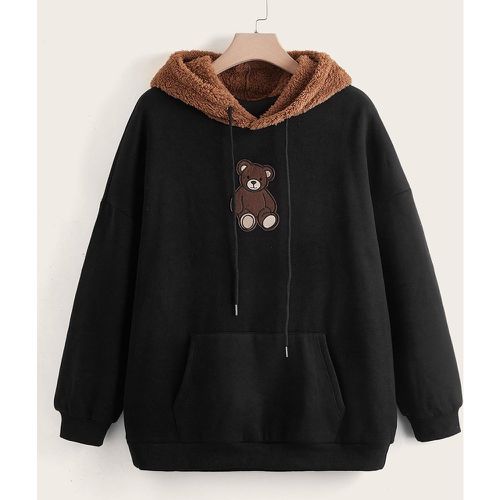 Sweat-shirt à capuche à applique ours à poche kangourou à cordon - SHEIN - Modalova