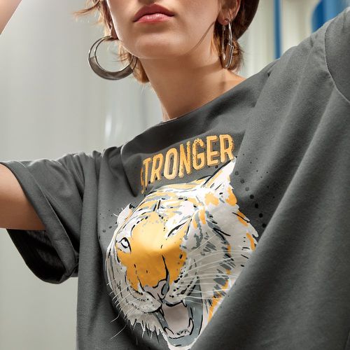 T-shirt à imprimé tigre et lettre - SHEIN - Modalova