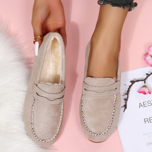 Chaussures plates minimaliste à couture à doublure en peluche - SHEIN - Modalova