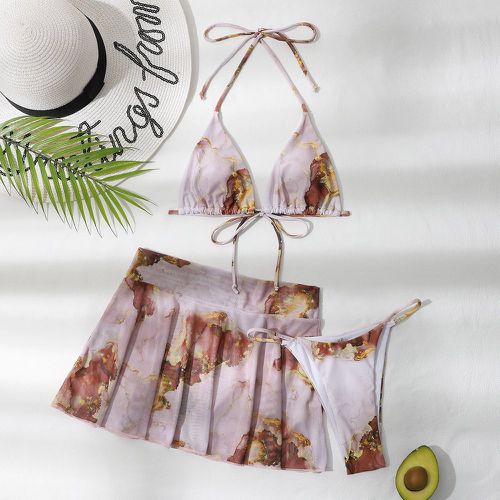 Pièces Bikini avec imprimé marbré & Paréo - SHEIN - Modalova