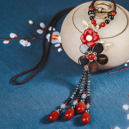 Collier perle à fleur - SHEIN - Modalova