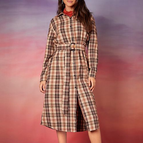 Robe ceinturée à imprimé tartan - SHEIN - Modalova