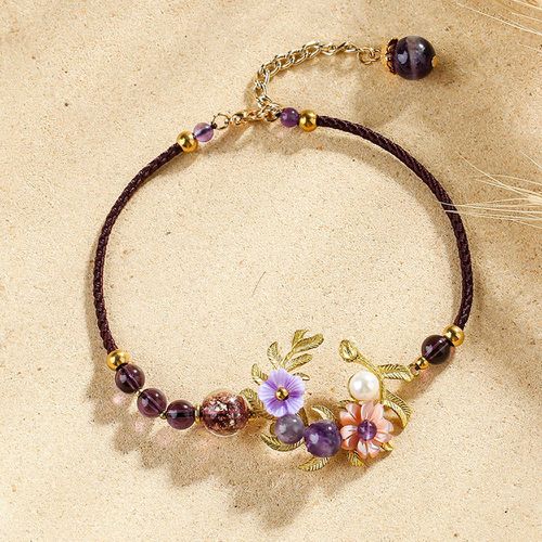 Bracelet de cheville fleur et perles - SHEIN - Modalova