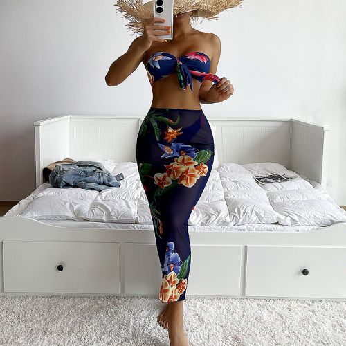 Pièces Bikini à imprimé floral à nœud & Jupe de plage - SHEIN - Modalova
