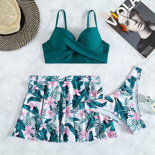 Pièces Bikini push-up à imprimé tropical & Jupe de plage - SHEIN - Modalova
