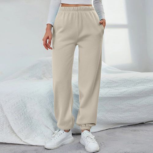 Pantalon de survêtement unicolore taille élastique à poche - SHEIN - Modalova