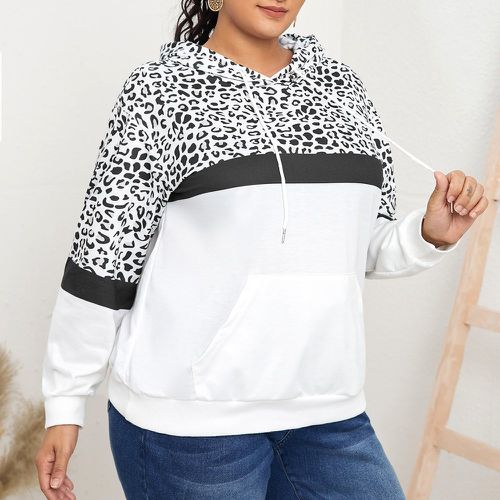 Sweat-shirt à capuche à léopard à cordon - SHEIN - Modalova