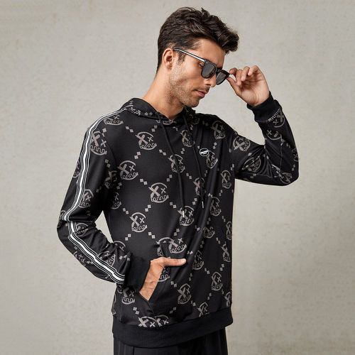 Sweat-shirt à capuche à imprimé graphique & géométrique poche à poche - SHEIN - Modalova