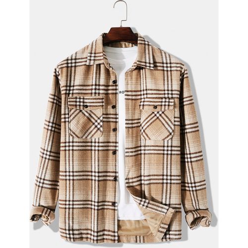 Manteau en tartan poche à rabat à bouton (sans t-shirt) - SHEIN - Modalova