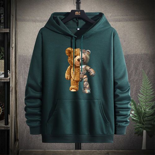Sweat-shirt à capuche à imprimé poupée ours à poche kangourou à cordon - SHEIN - Modalova