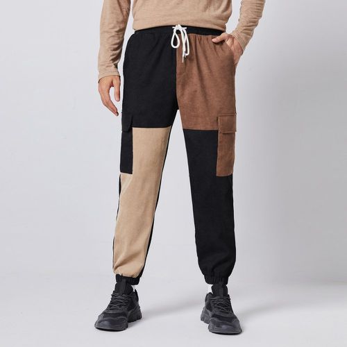 Pantalon cargo blocs de couleur à cordon en velours côtelé - SHEIN - Modalova