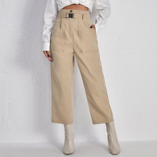 Pantalon taille haute à poches ceinturé - SHEIN - Modalova