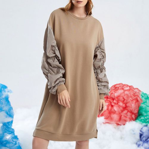 Robe sweat-shirt à manches froncées à blocs de couleurs - SHEIN - Modalova