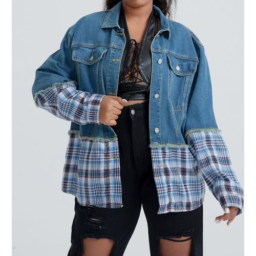 Veste en jean en tartan à ourlet effiloché 2 en 1 - SHEIN - Modalova