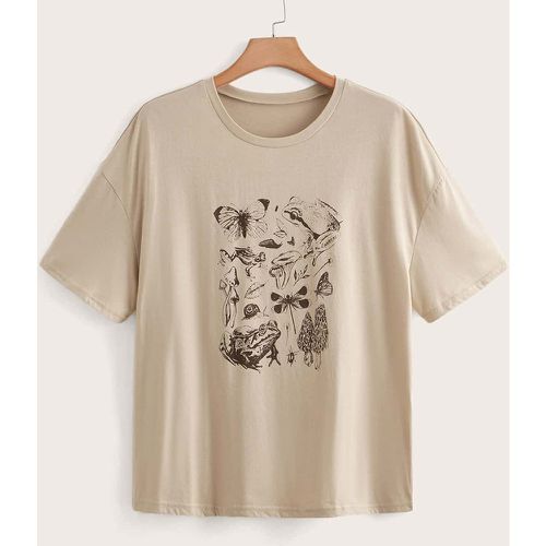 T-shirt à imprimé papillon et grenouille - SHEIN - Modalova