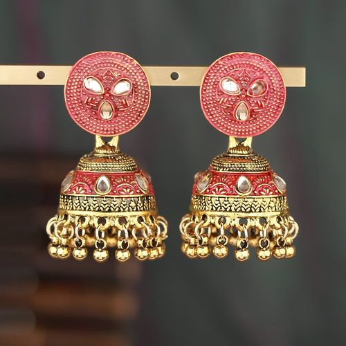 Boucles d'oreilles texturées métallique Jhumka - SHEIN - Modalova