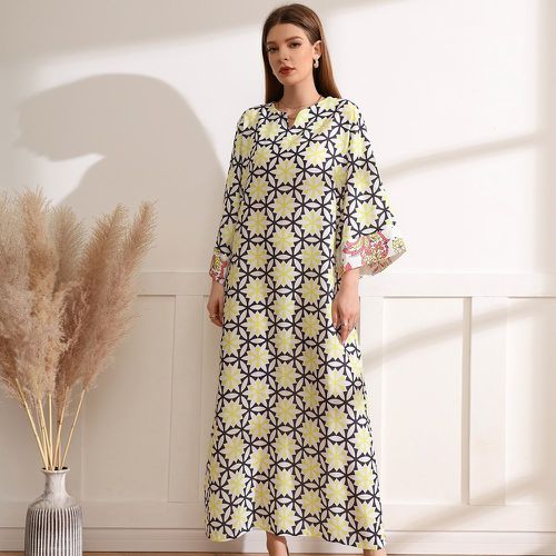 Robe tunique géométrique & à imprimé floral manches chauve-souris (sans ceinture) - SHEIN - Modalova
