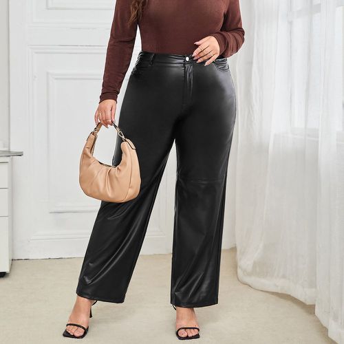 Pantalon droit taille haute en cuir PU - SHEIN - Modalova