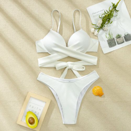 Bikini texturé torsadé push-up échancré - SHEIN - Modalova