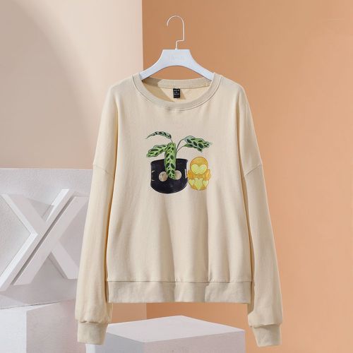 Sweat-shirt à imprimé plante - SHEIN - Modalova