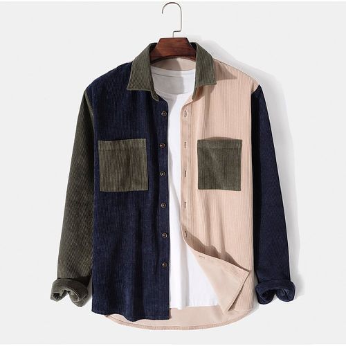 Chemise à blocs de couleurs patch à poche en velours côtelé (sans t-shirt) - SHEIN - Modalova