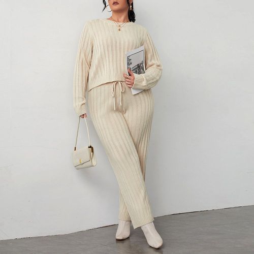 Pull unicolore & Pantalon à nœud en tricot - SHEIN - Modalova