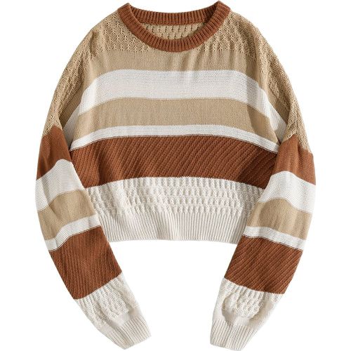 Pull en tricot à blocs de couleurs texturé - SHEIN - Modalova