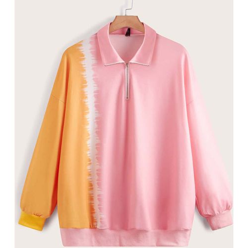 Sweat-shirt à blocs de couleurs zippé - SHEIN - Modalova