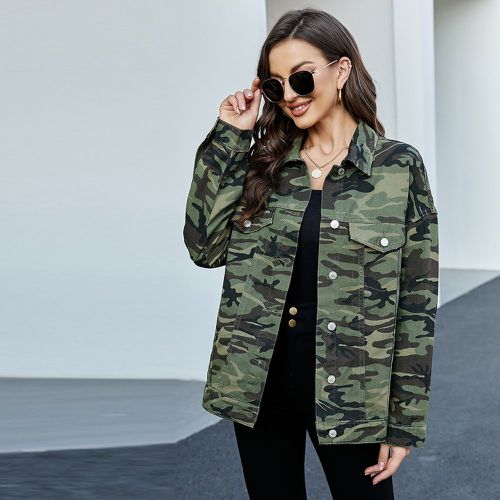 Veste en jean à imprimé camouflage - SHEIN - Modalova