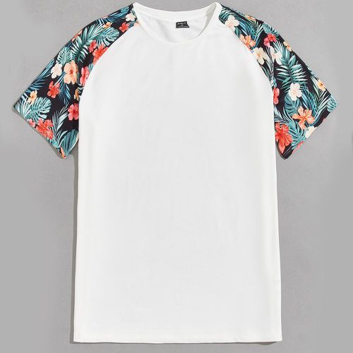 T-shirt à imprimé tropical à manches raglan - SHEIN - Modalova
