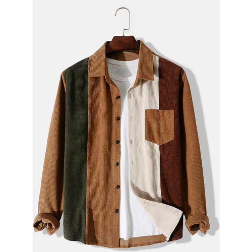Chemise à blocs de couleurs à patch à poche en velours côtelé (sans t-shirt) - SHEIN - Modalova