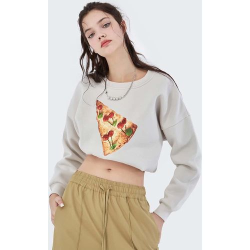 Sweat-shirt court pizza à imprimé - SHEIN - Modalova