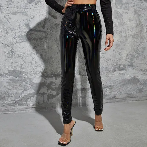 Pantalon holographique en cuir PU - SHEIN - Modalova