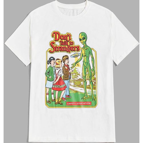 T-shirt à motif d'alien et de slogan - SHEIN - Modalova