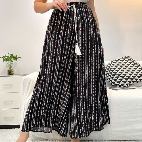 Pantalon ample à imprimé géométrique à nœud - SHEIN - Modalova