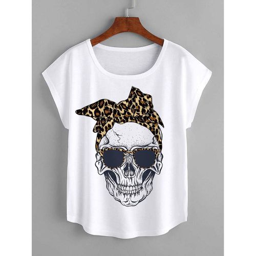 T-shirt à imprimé squelette manches chauve-souris - SHEIN - Modalova