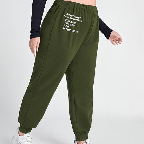 Pantalon de survêtement à motif slogan à taille élastique - SHEIN - Modalova
