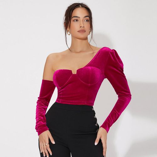 Top à col asymétrique bustier en velours - SHEIN - Modalova