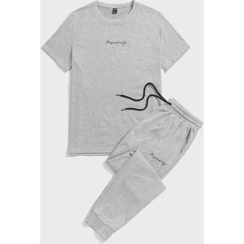 T-shirt avec motif lettre & Pantalon de survêtement - SHEIN - Modalova