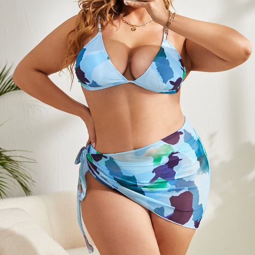 Bikini à blocs de couleurs & Jupe de plage - SHEIN - Modalova
