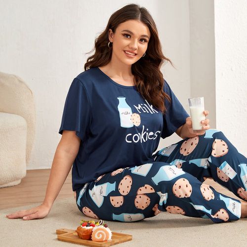 Ensemble pyjama pantalon & t-shirt lettre et à imprimé biscuit - SHEIN - Modalova